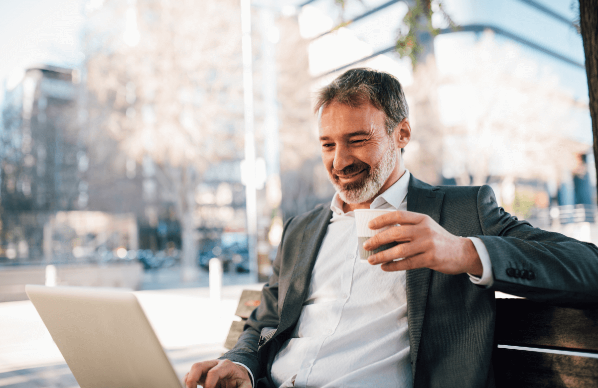 A happy man who just applied for a cash advance loan in Canada